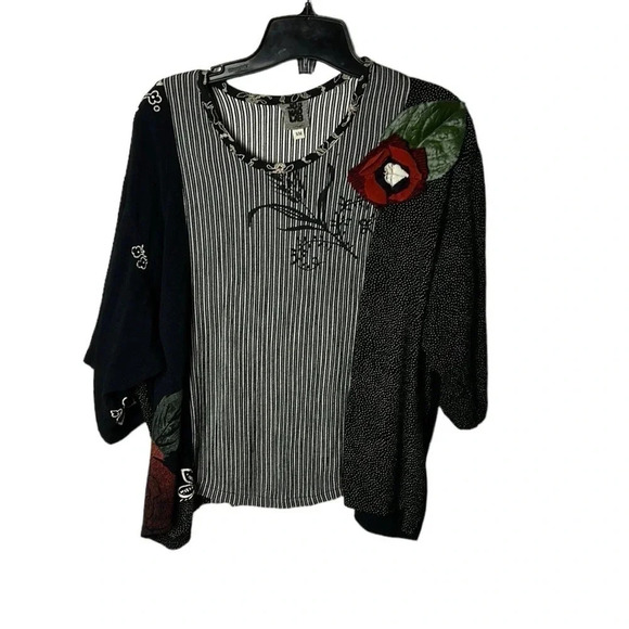 Vtg artsy floral top, oversized M,L,XL…,art to wear,unique ,80’s,preppy clueless - Picture 4 of 16